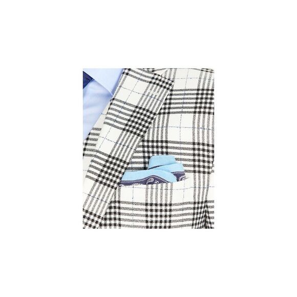 TAYION BY MONTEE HOLL Mens White Plaid Stretch Suit Separate Blazer 36R - Picture 3 of 4